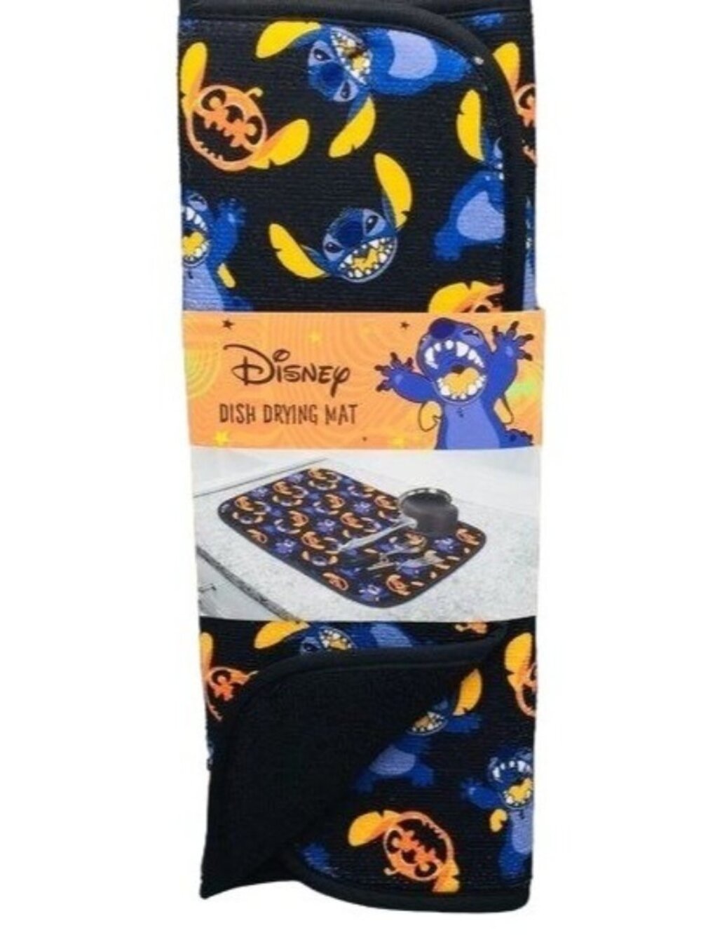 Disney Halloween Stitch Jack O Lantern Dish Drying Mat